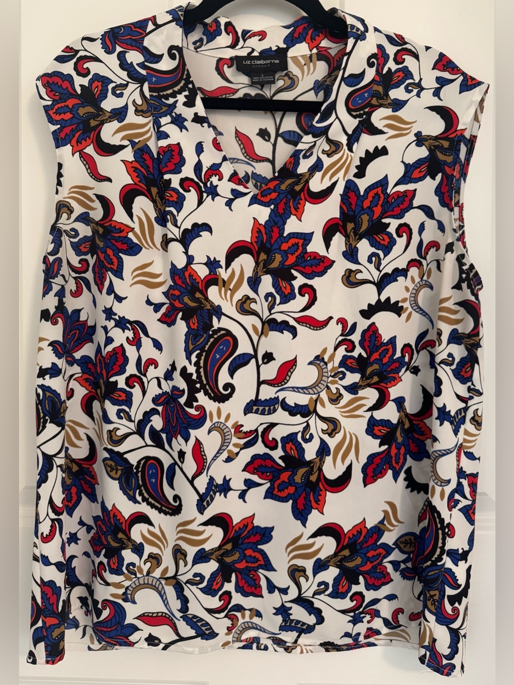 Liz Claiborne Career Floral Paisley Sleeveless Blouse Size Large